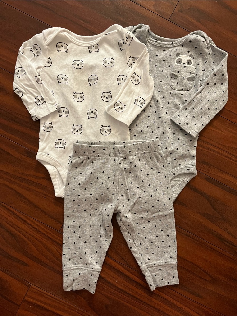 3-6 Months Carter’s Panda Gender Neutral Long Sleeve Onesie & Pants Outfits